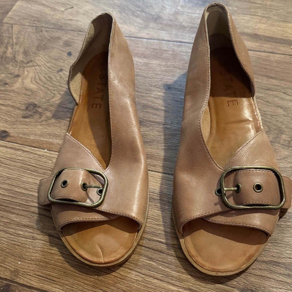 1. State Tan Leather Sandals with Buckle
